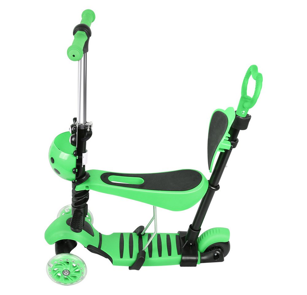 JEOBEST Scooter 3-in-1 Kinderroller mit Rückenlehne & Abnehmbarem Sitz, Höhenverstellbarer 3-Rad-Tretroller ab 2 Jahre Bild 3