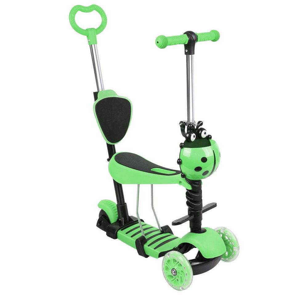 JEOBEST Scooter 3-in-1 Kinderroller mit Rückenlehne & Abnehmbarem Sitz, Höhenverstellbarer 3-Rad-Tretroller ab 2 Jahre Bild 4