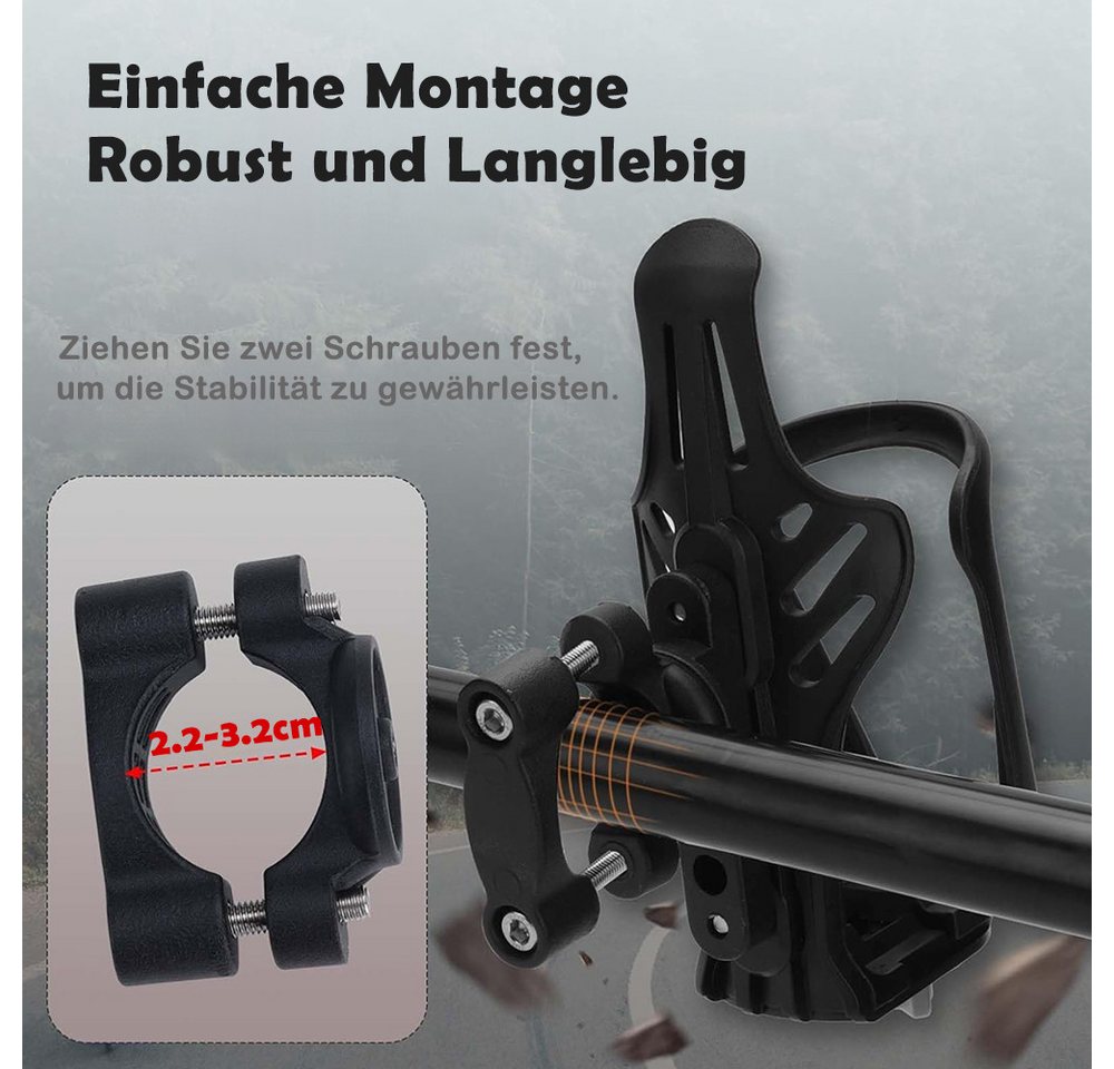 AFKSMILE Fahrrad-Flaschenhalter Fahrrad Flaschenhalter, Getränkehalter für Ø2.2-3.2cm Lenkerrohre, Getränkehalter Motorrad, Größenverstellbare Für Flaschen mit 5-7.5cm