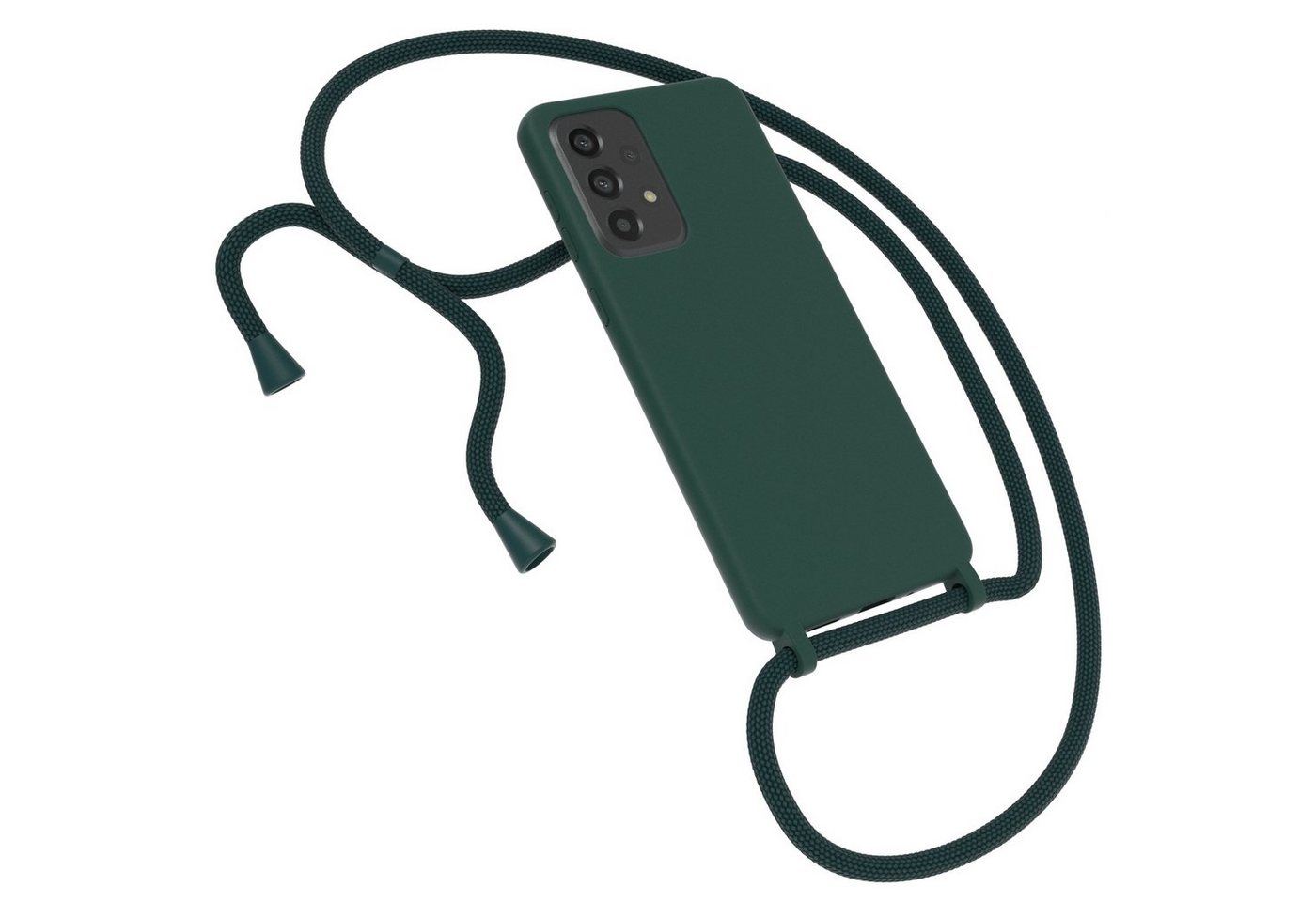 EAZY CASE Handykette Silikon Kette für Samsung Galaxy A33 5G 6,4 Zoll, Smartphonekette Cross Bag Handytasche Kordel Dunkel Grün / Piniengrün