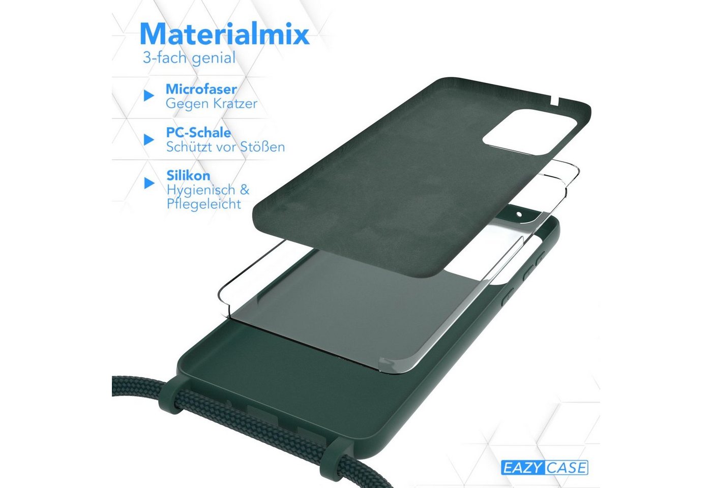EAZY CASE Handykette Silikon Kette für Samsung Galaxy A33 5G 6,4 Zoll, Smartphonekette Cross Bag Handytasche Kordel Dunkel Grün / Piniengrün Bild 4