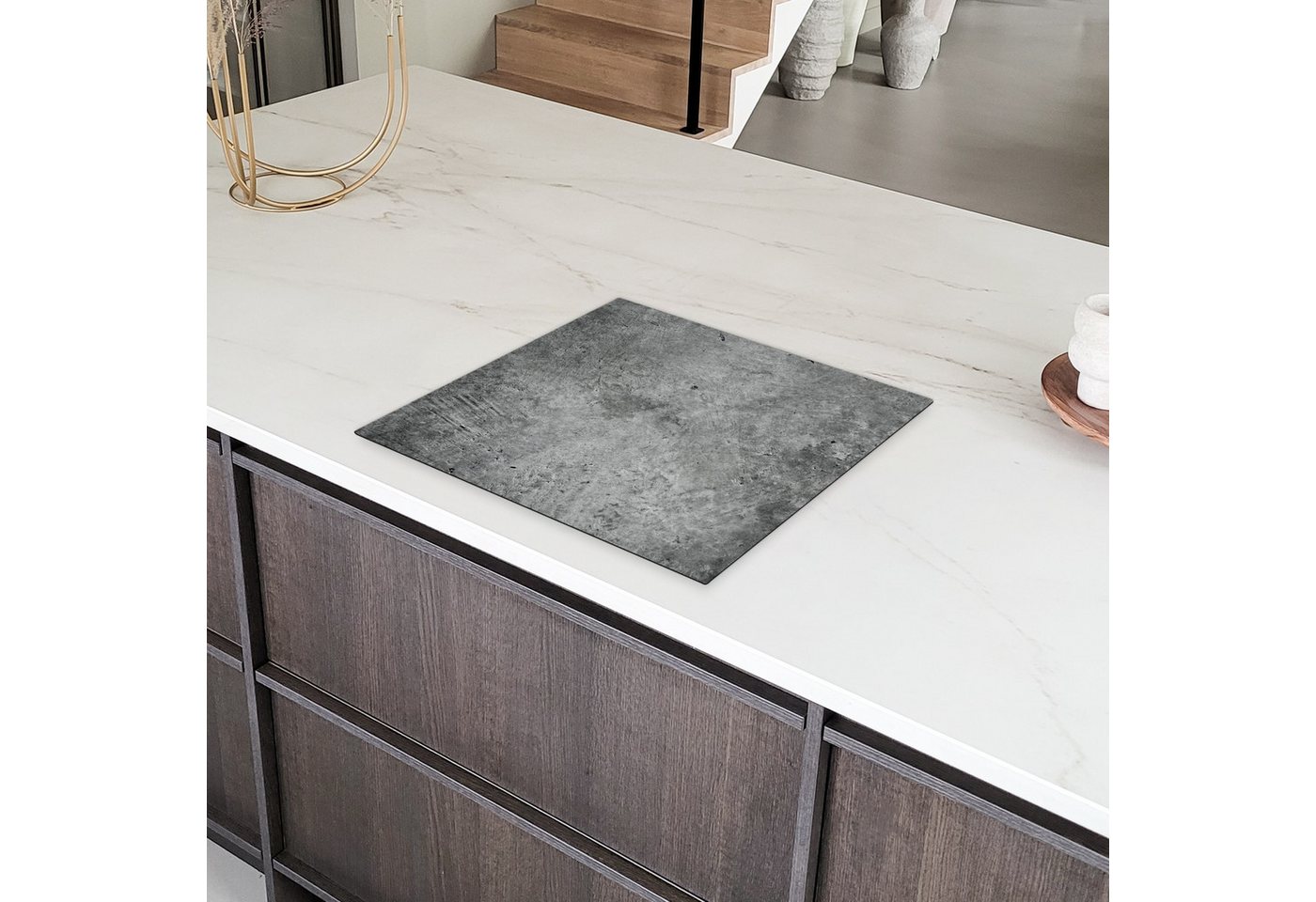 MuchoWow Herd-Abdeckplatte Beton - Schiefer - Grau -Betonstruktur, Vinyl, (1 tlg), Abdeckplatte für Ceranfeld, Herd Inductionsmatte, 57.6x51.6 cm Bild 3
