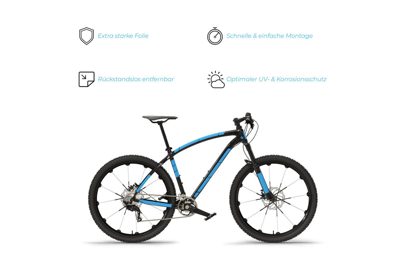 Blackshell Lackschutzfolie Fahrrad Aufkleber Schutzfolie für alle Rahmentypen Transparent, 24-teilig, Steinschlagschutzset, Lackschutzfolie, Einfache Montage