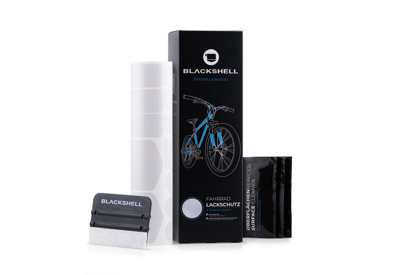 Blackshell Lackschutzfolie Fahrrad Aufkleber Schutzfolie für alle Rahmentypen Transparent, 24-teilig, Steinschlagschutzset, Lackschutzfolie, Einfache Montage Bild 5