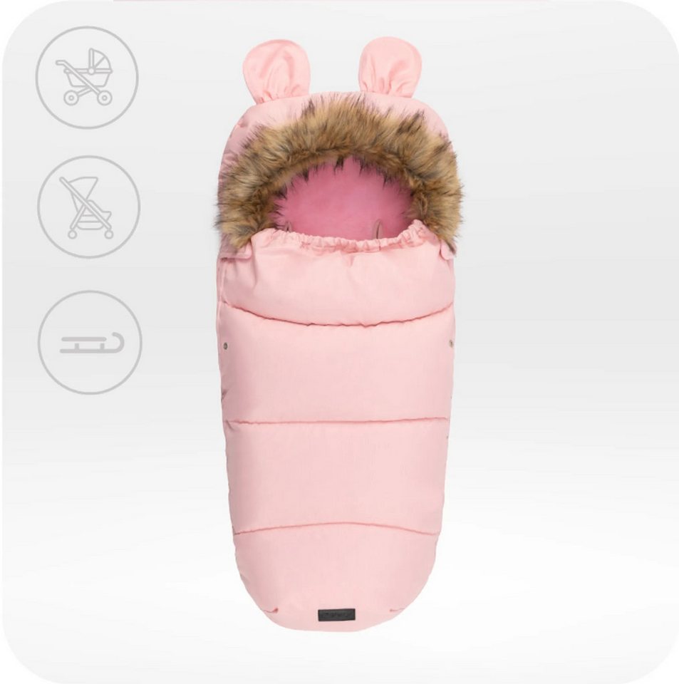 MoMi Fußsack Cozy Universal-Fußsack für Kinderwagen, Fleece-Innenfutter, Rosa Bild 3