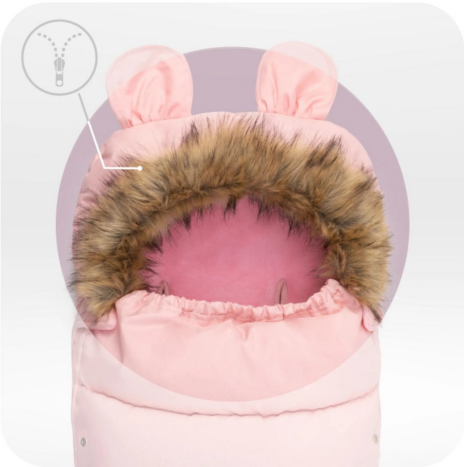 MoMi Fußsack Cozy Universal-Fußsack für Kinderwagen, Fleece-Innenfutter, Rosa Bild 4