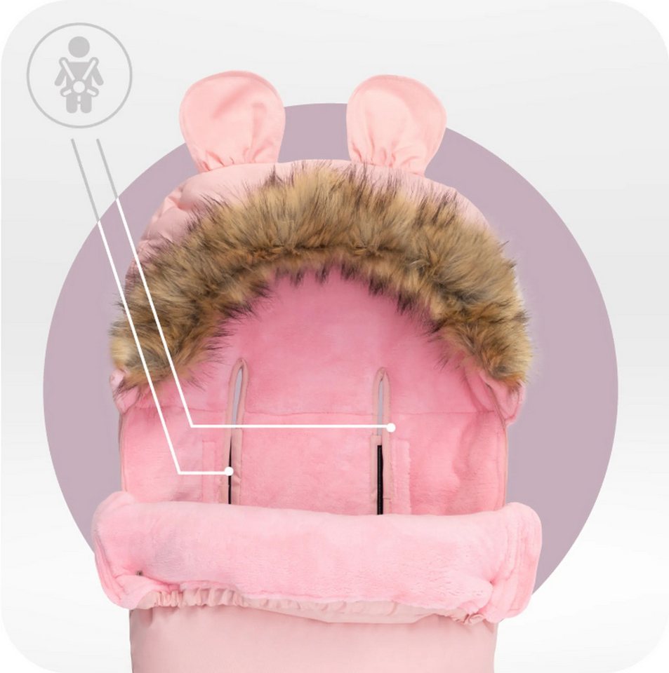 MoMi Fußsack Cozy Universal-Fußsack für Kinderwagen, Fleece-Innenfutter, Rosa Bild 5