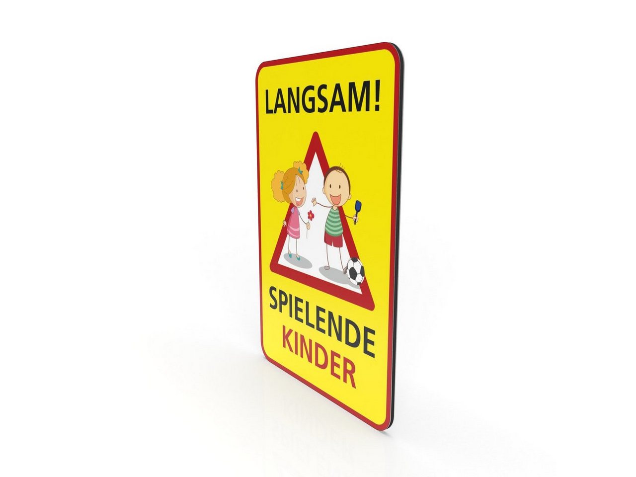 SafetyMarking Hinweisschild Hinweisschild für Gewerbe und Privat - LANGSAM ! - Spielende Kinder