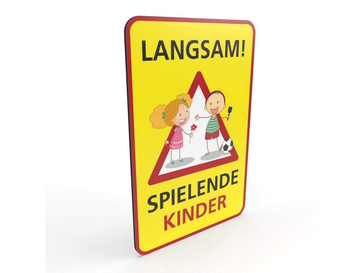 SafetyMarking Hinweisschild Hinweisschild für Gewerbe und Privat - LANGSAM ! - Spielende Kinder Bild 4