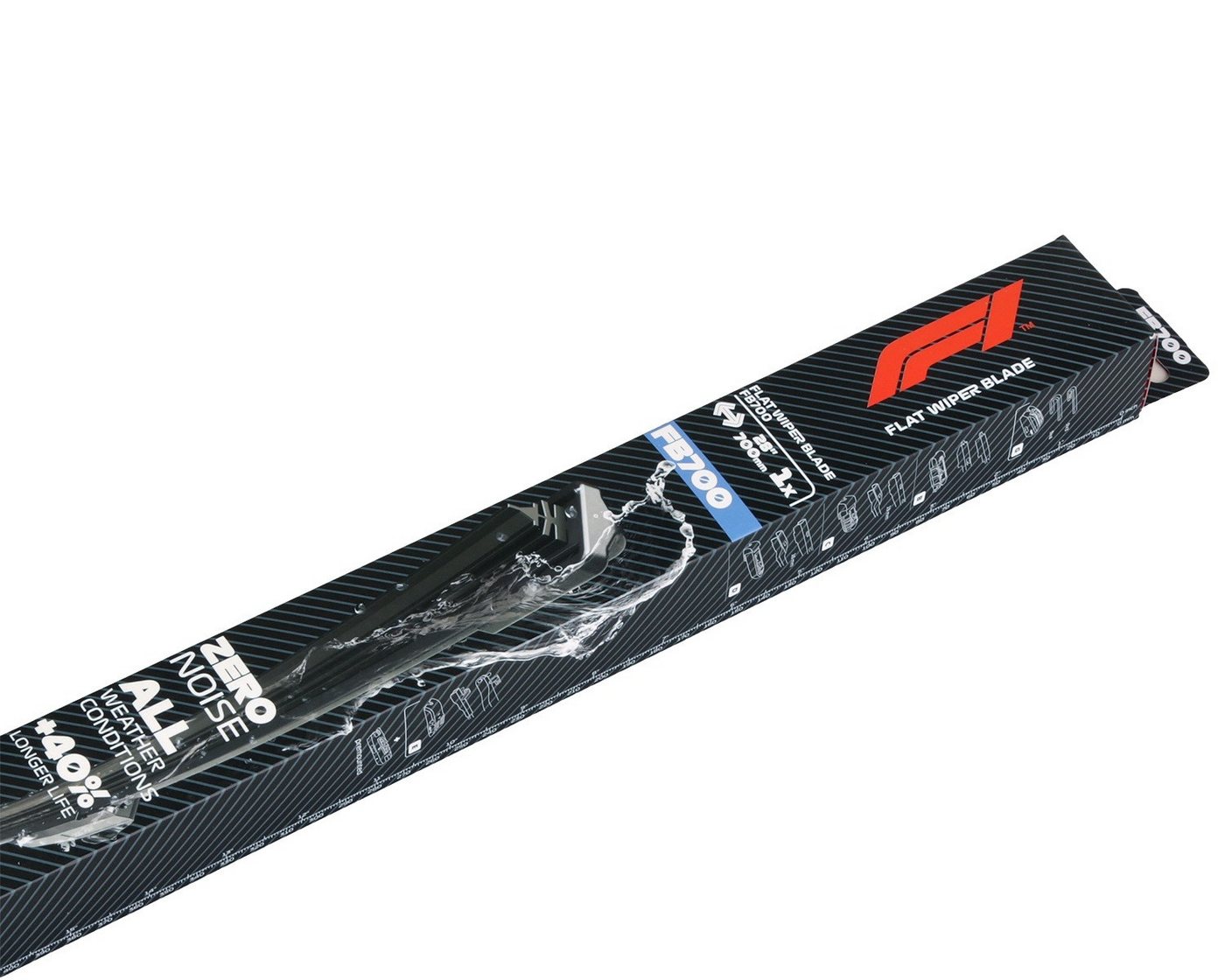 Formula 1 Scheibenwischblätter F1 FB700 Wischerblatt 700mm Scheibenwischer, vorne, (Packung), 28" Flachbalkenwischer Spoiler Multi Adapter-System Fahrer Beifahrer Bild 3