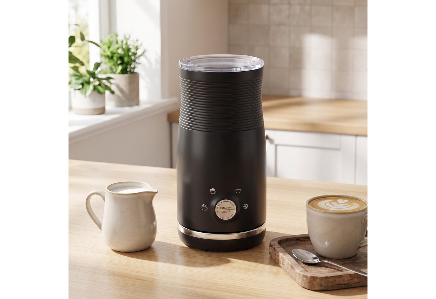 SONGMICS Milchaufschäumer Elektrischer 4-in-1 Automatisch 300 ml, 10,5 x 10,5 x 20,3 cm, schwarz Bild 3