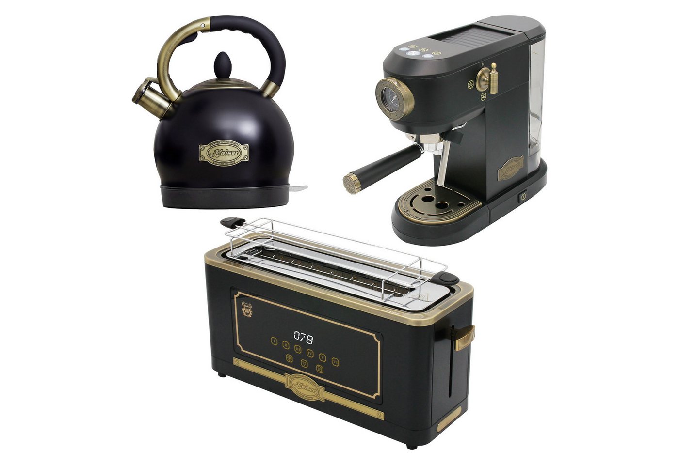 Kaiser Küchengeräte Espressomaschine, Siebträger-Espressomaschine,19 bar+ Retro Wasserkocher+Retro-Toaster Bild 3