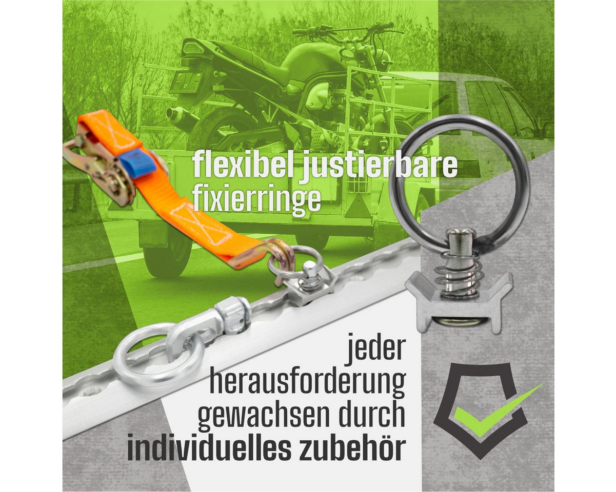 solidpro Spanngurt Airlineschiene 2 0,5 Meter halbrund silber + 4 Ösen & 4 Endkappen (Set, 2-St., mit 4 Zurrösen & 4 Endkappen) Bild 2
