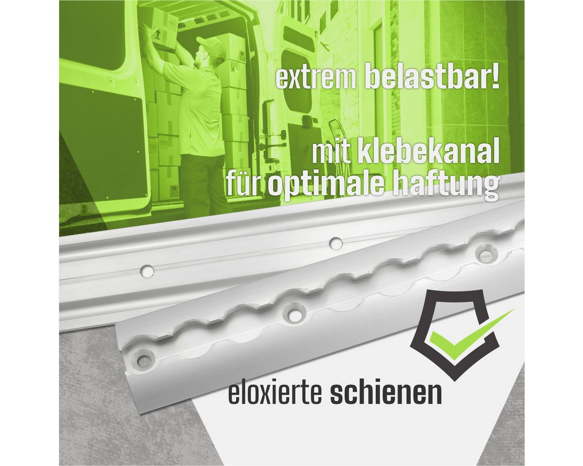 solidpro Spanngurt Airlineschiene 2 0,5 Meter halbrund silber + 4 Ösen & 4 Endkappen (Set, 2-St., mit 4 Zurrösen & 4 Endkappen) Bild 5