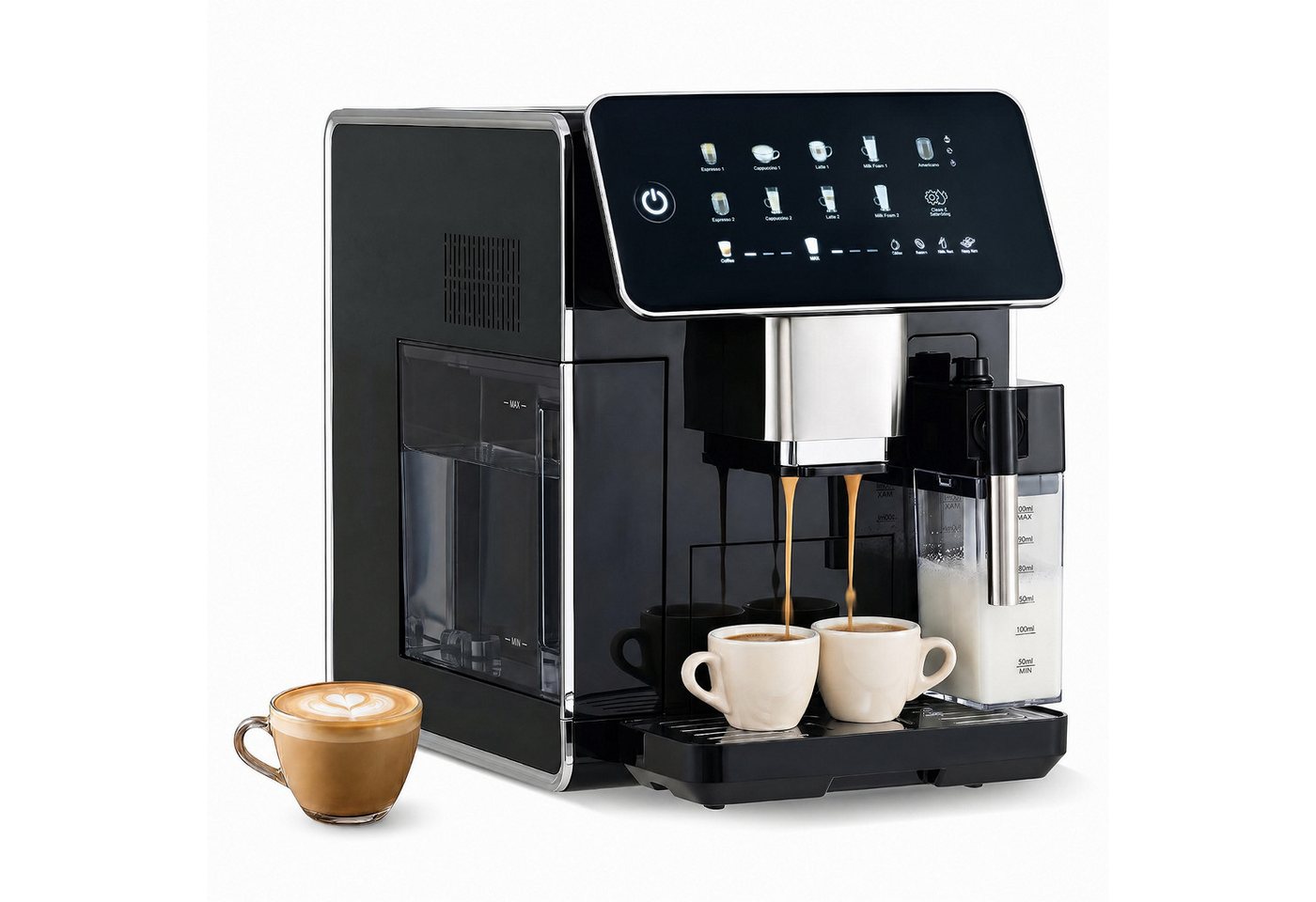 COSTWAY Kaffeemaschine mit Mahlwerk, Kaffeemaschine mit Milchbehälter, 15 Bar Bild 3