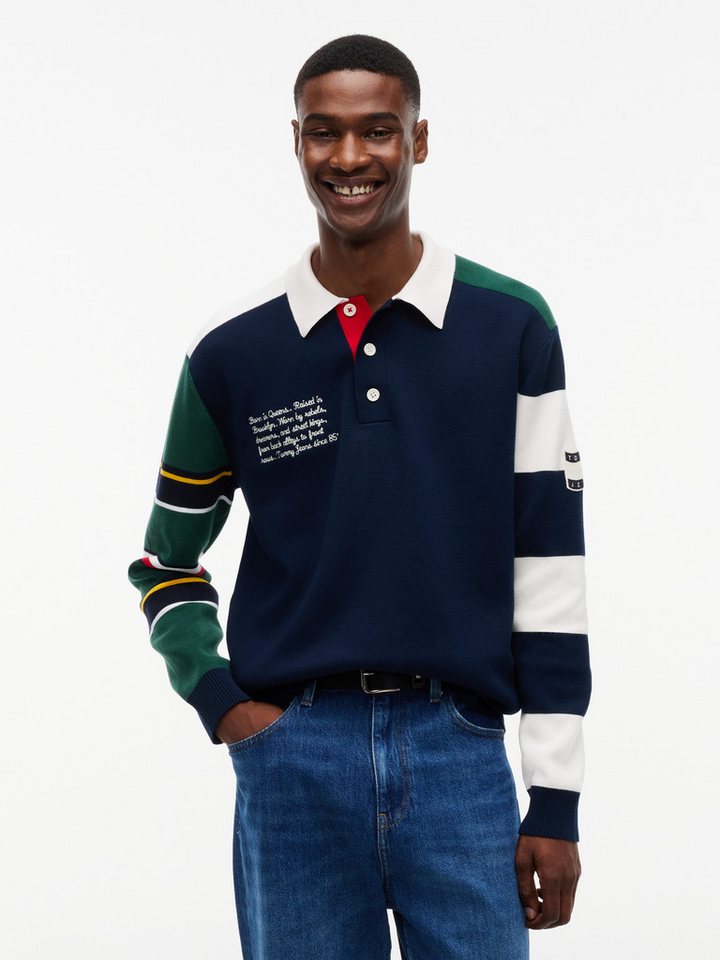 Tommy Jeans Rugbyshirt TJM REGULAR TOMMY KNITTED RUGBY aus Strick mit Color Block Bild 2