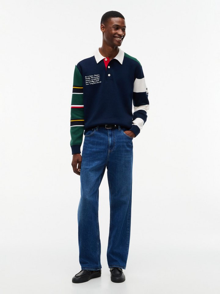 Tommy Jeans Rugbyshirt TJM REGULAR TOMMY KNITTED RUGBY aus Strick mit Color Block Bild 5