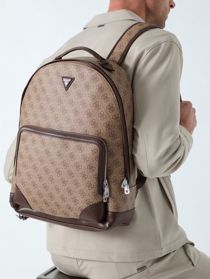 Guess Rucksack MILANO BACKPACK, Cityrucksack, Freizeitrucksack mit Reißverschluss-Vordertasche