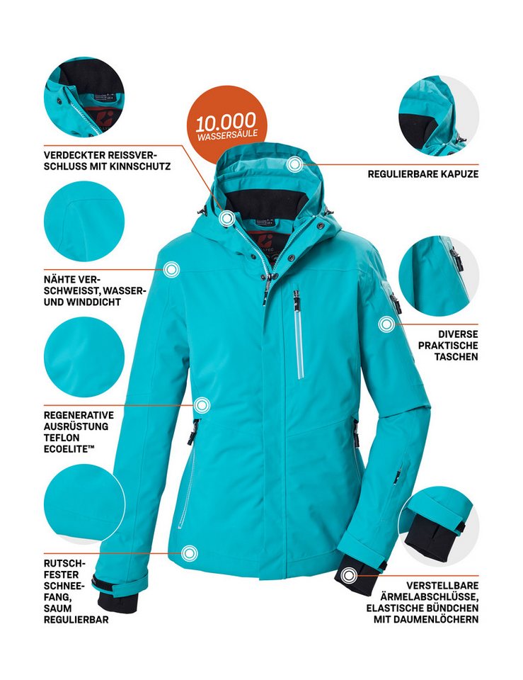 Killtec Skijacke KSW 228 WMN SKI JCKT Wind- und wasserdichte Skijacke mit regulierbarer Kapuze Bild 4
