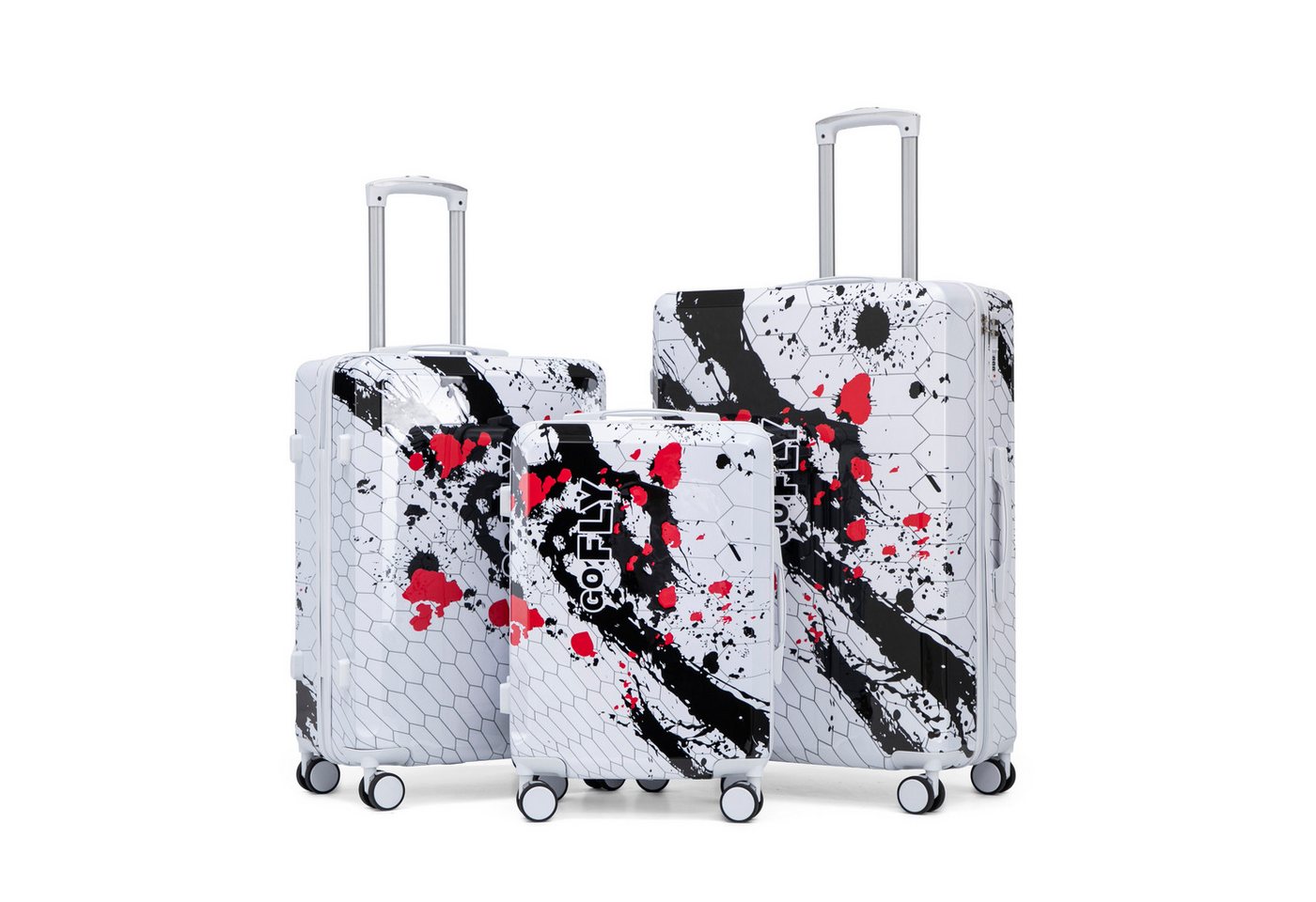 i@home Kofferset 20"/24"/28" 3‑teiliges Kofferset, (3 tlg), PC‑Material mit Musterdruck und Zahlenschloss