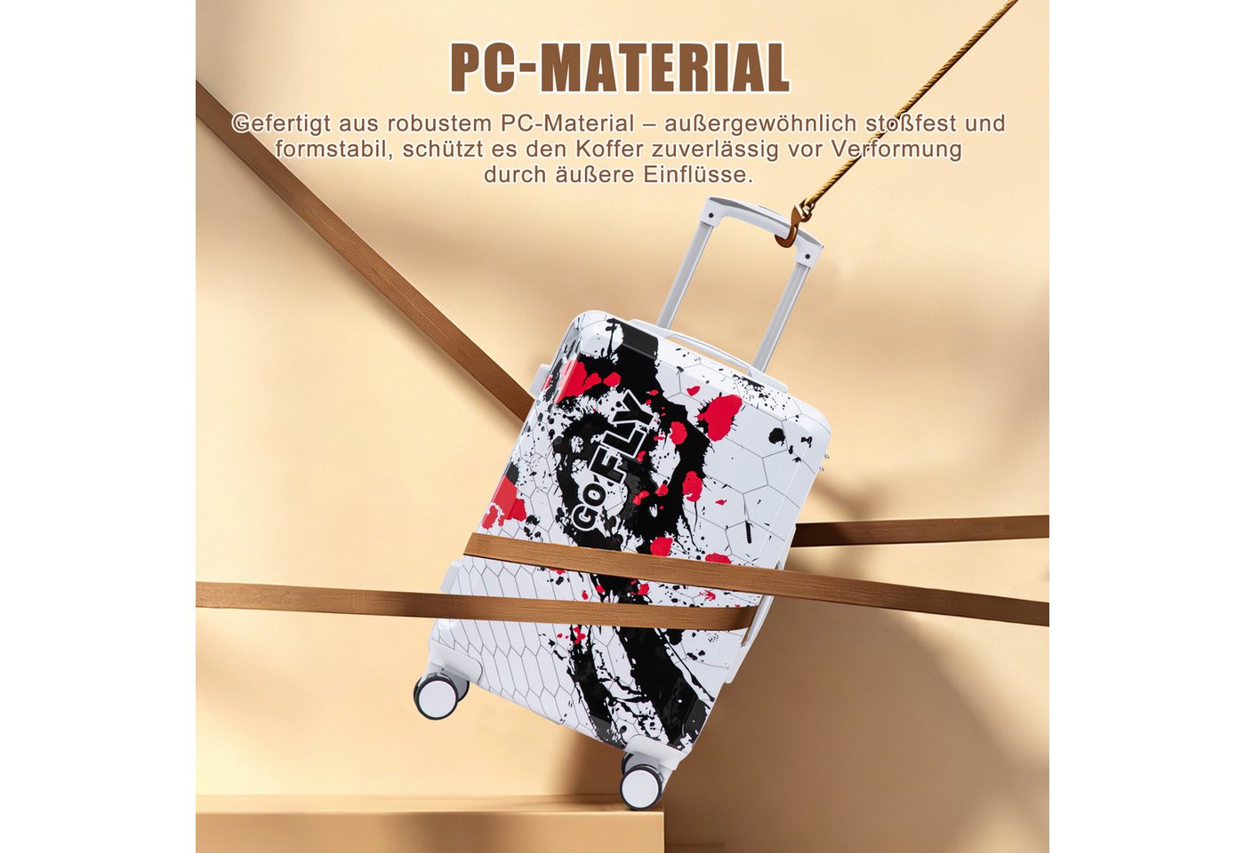 i@home Kofferset 20"/24"/28" 3‑teiliges Kofferset, (3 tlg), PC‑Material mit Musterdruck und Zahlenschloss Bild 2