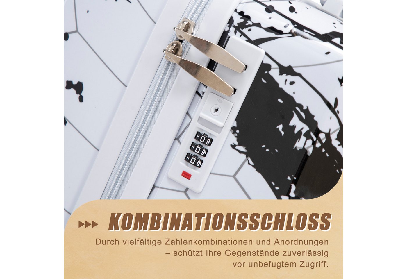 i@home Kofferset 20"/24"/28" 3‑teiliges Kofferset, (3 tlg), PC‑Material mit Musterdruck und Zahlenschloss Bild 5