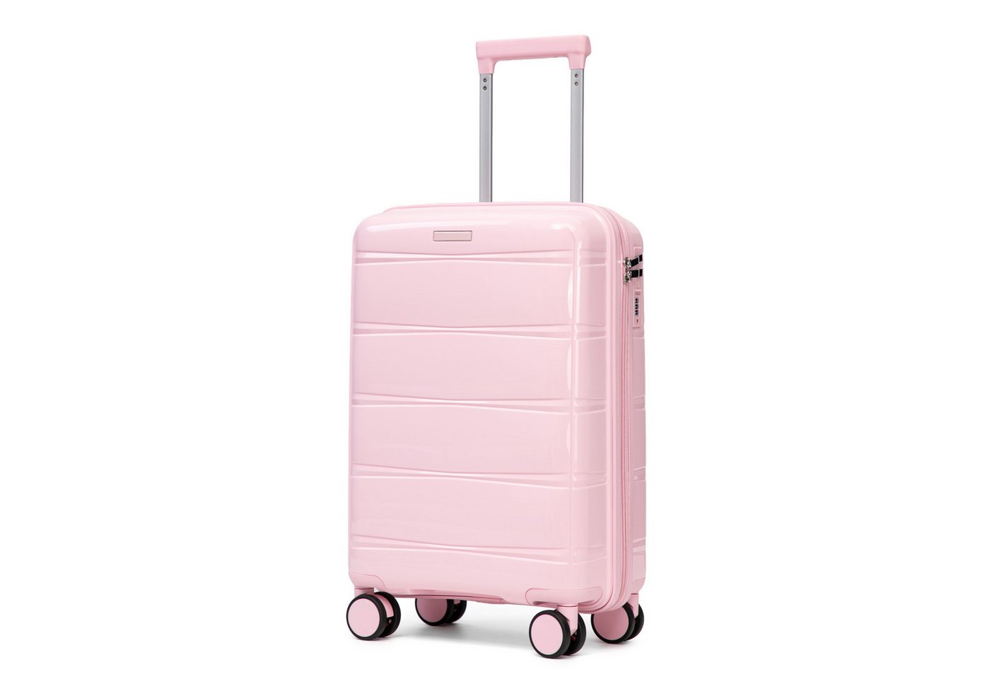 i@home Kofferset 20 Zoll Glänzender PP-Handgepäckkoffer, 360° Leichtlaufrollen, Rosa, 4 Rollen, (1 tlg., 1 Handgepäck), mit Eisen-Teleskopgriff, Leichter Reisekoffer für Kurztrips