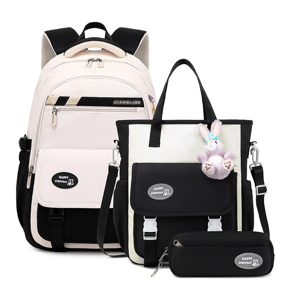 nsihing Schulrucksack Mädchen Rucksack für Teenager, 3-tlg Schultaschen-Set (3-tlg), mit Studenten Umhängetasche, Federmäppchen Bild 4