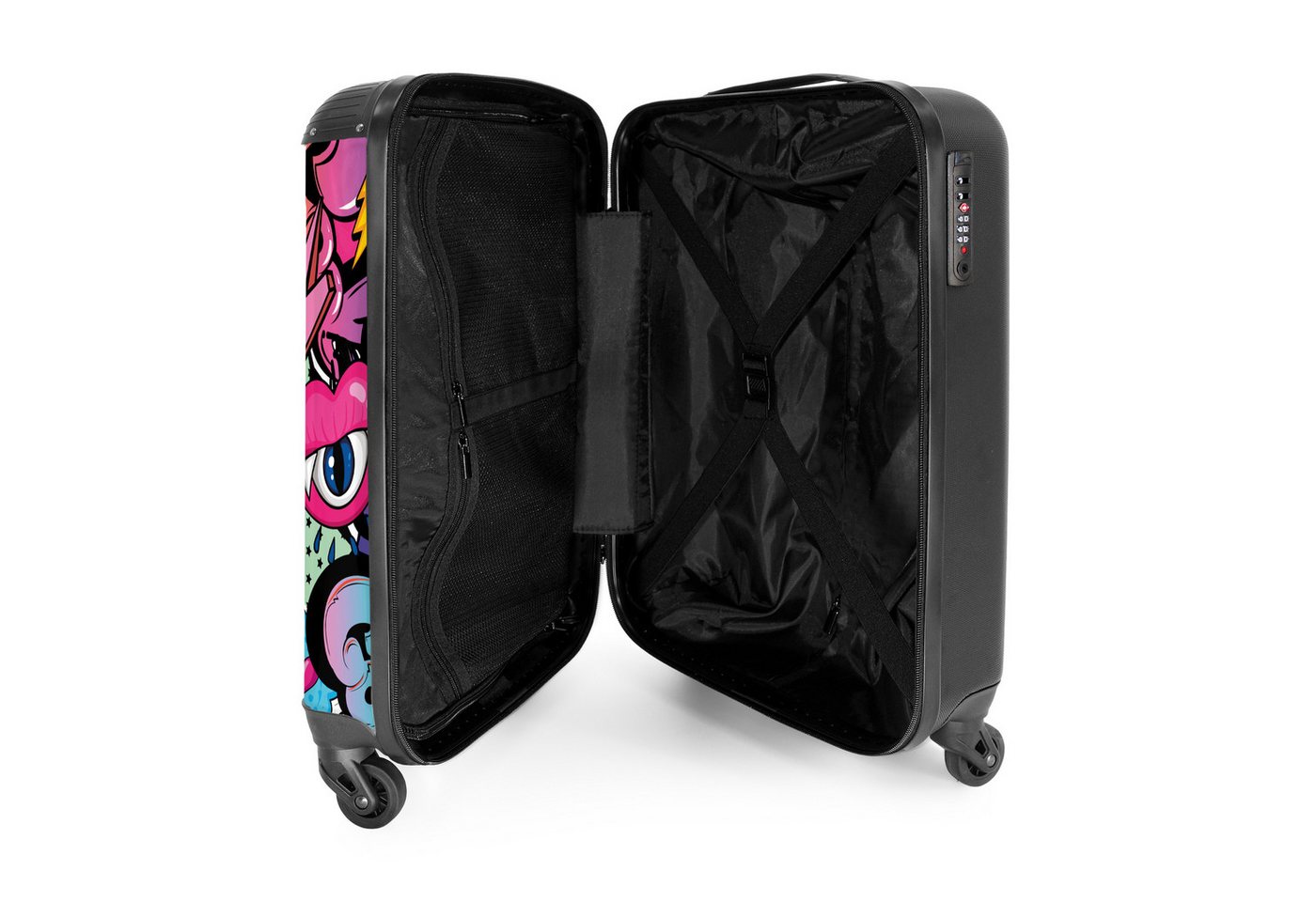 NoBoringSuitcases.com© Hartschalen-Trolley Design - Superstar - Cool - Muster - Lippen - Kinder 55x35x20cm, Kinder Koffer Klein, Trolley Handgepäck, Reisekoffer Bild 5