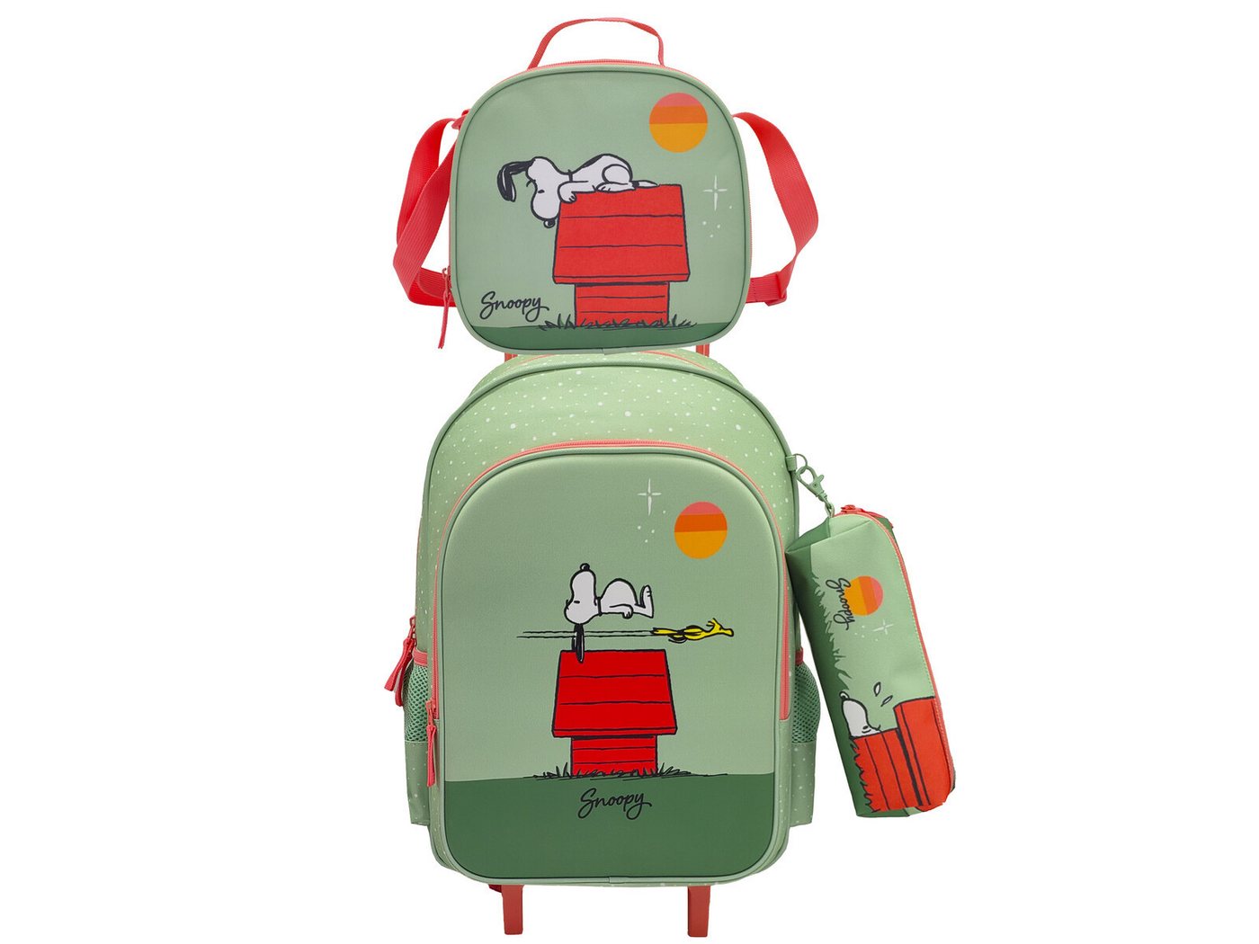 Snoopy Kinderrucksack Schulset 3 tlg Trolley Rucksack Etui Lunchbag Schule 43 cm (3-tlg) Bild 4