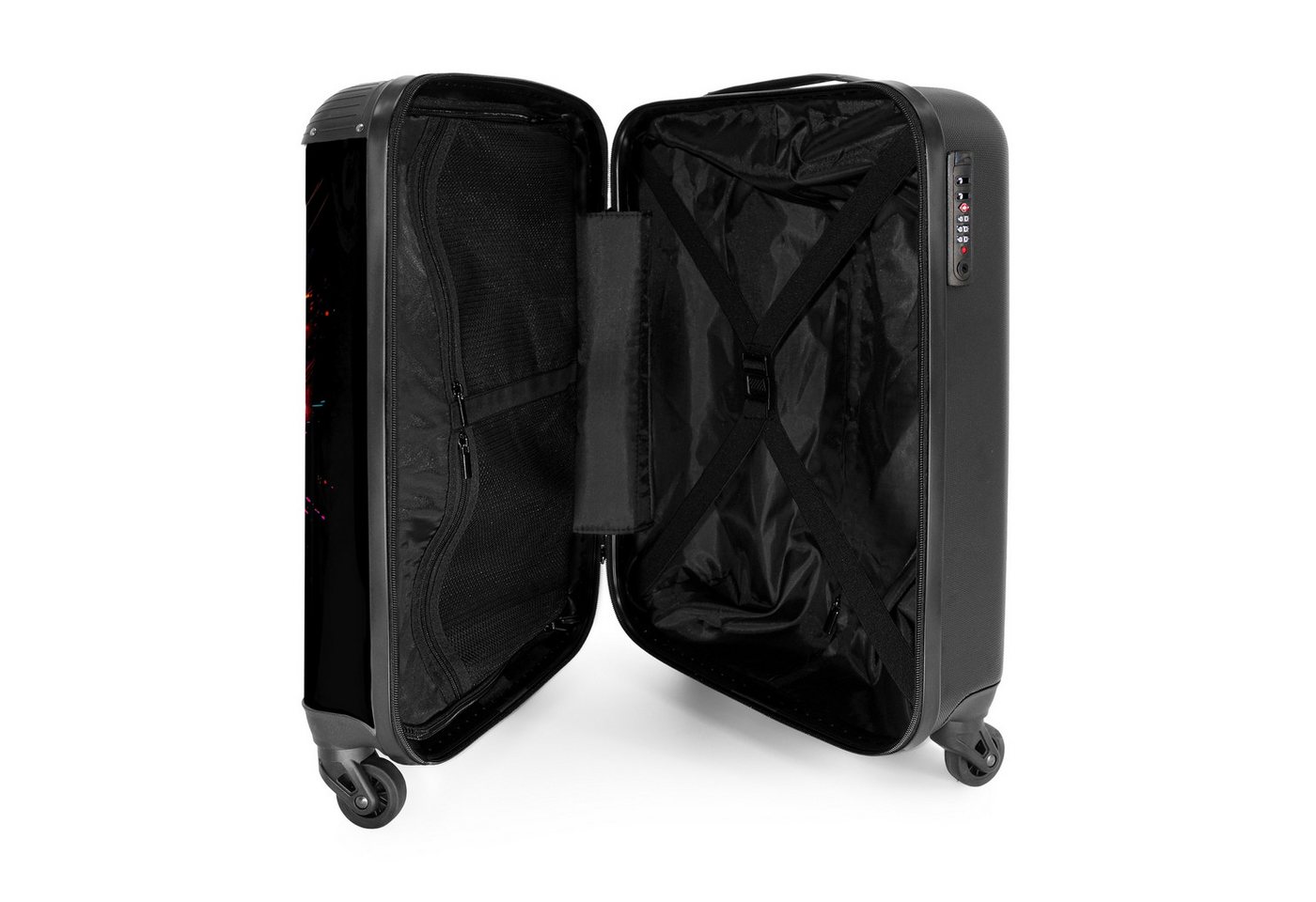 NoBoringSuitcases.com© Hartschalen-Trolley Eishockey mit Graffiti 55x35x20cm, Reisetasche mit Rollen, Koffer Handgepäck Flugzeug