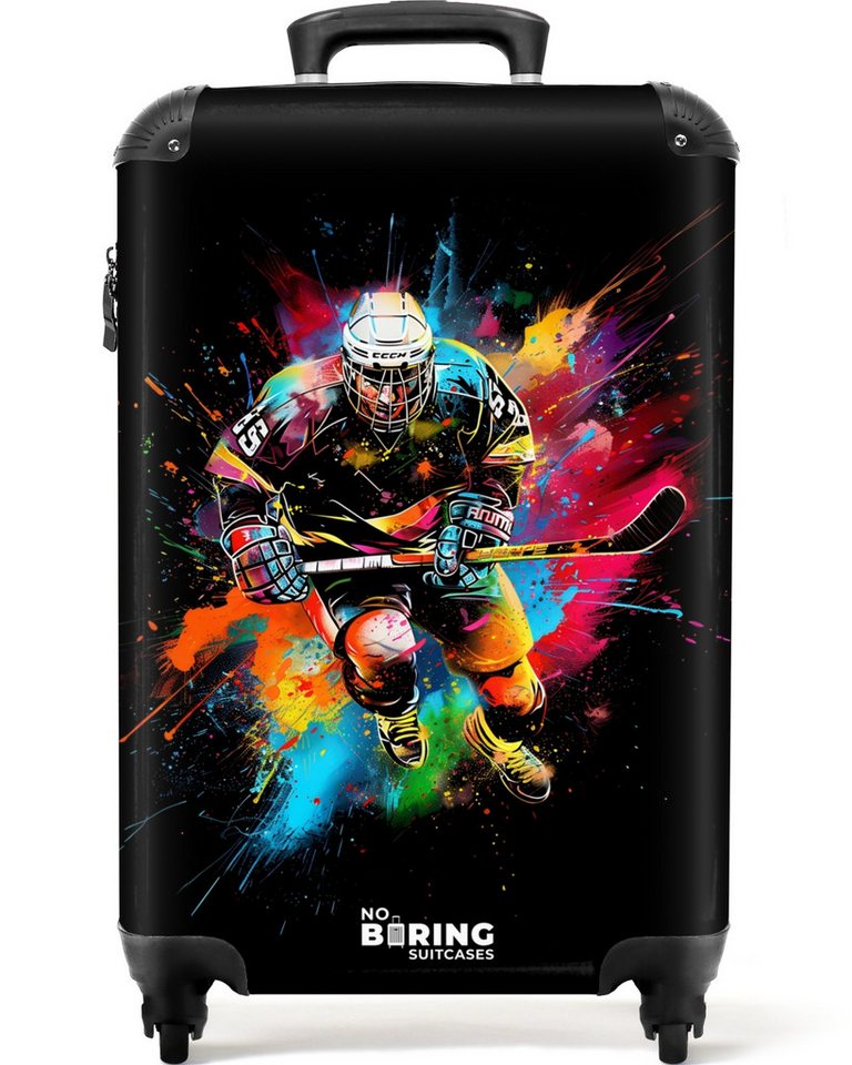 NoBoringSuitcases.com© Hartschalen-Trolley Eishockey mit Graffiti 55x35x20cm, Reisetasche mit Rollen, Koffer Handgepäck Flugzeug Bild 3