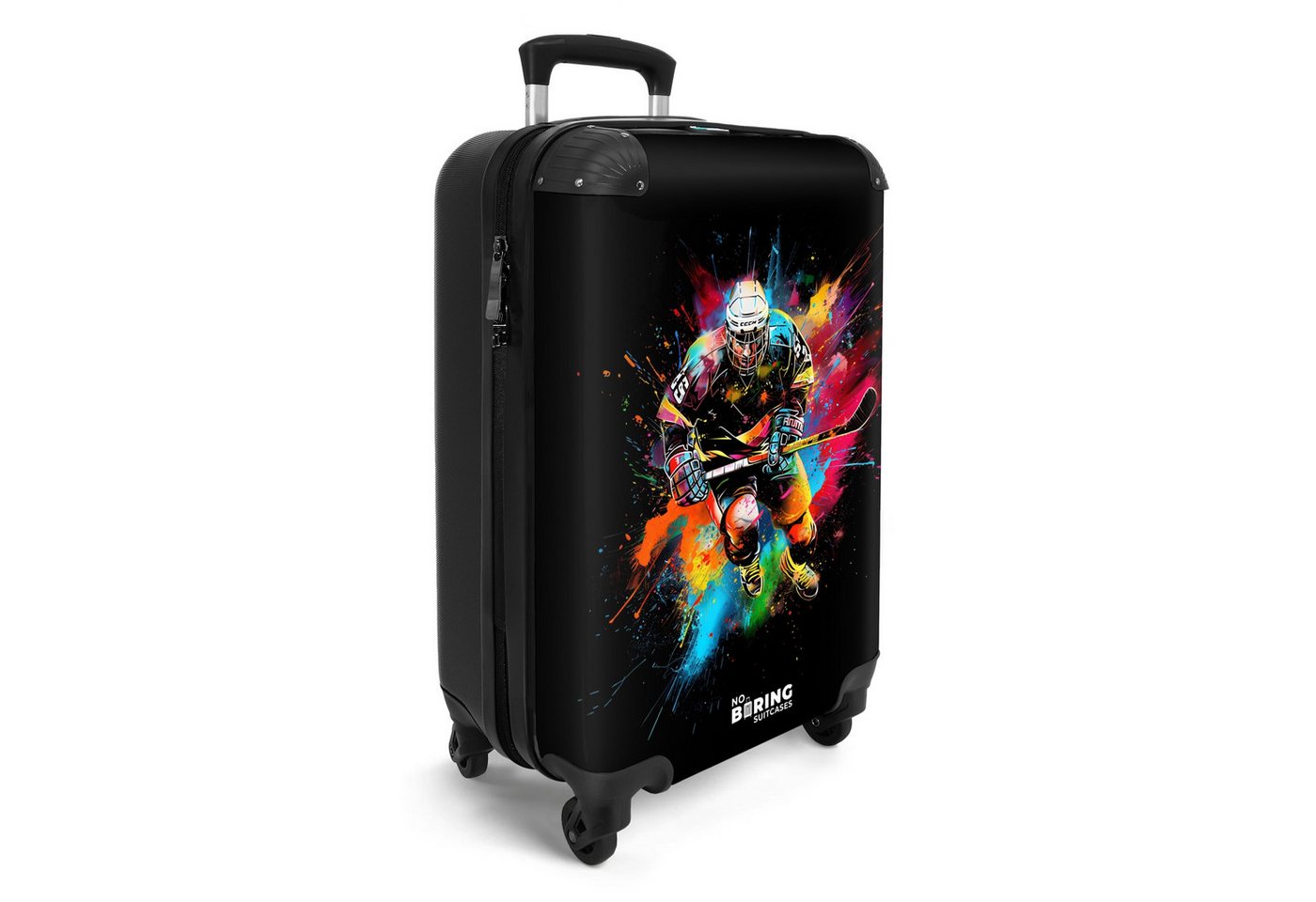 NoBoringSuitcases.com© Hartschalen-Trolley Eishockey mit Graffiti 55x35x20cm, Reisetasche mit Rollen, Koffer Handgepäck Flugzeug Bild 5