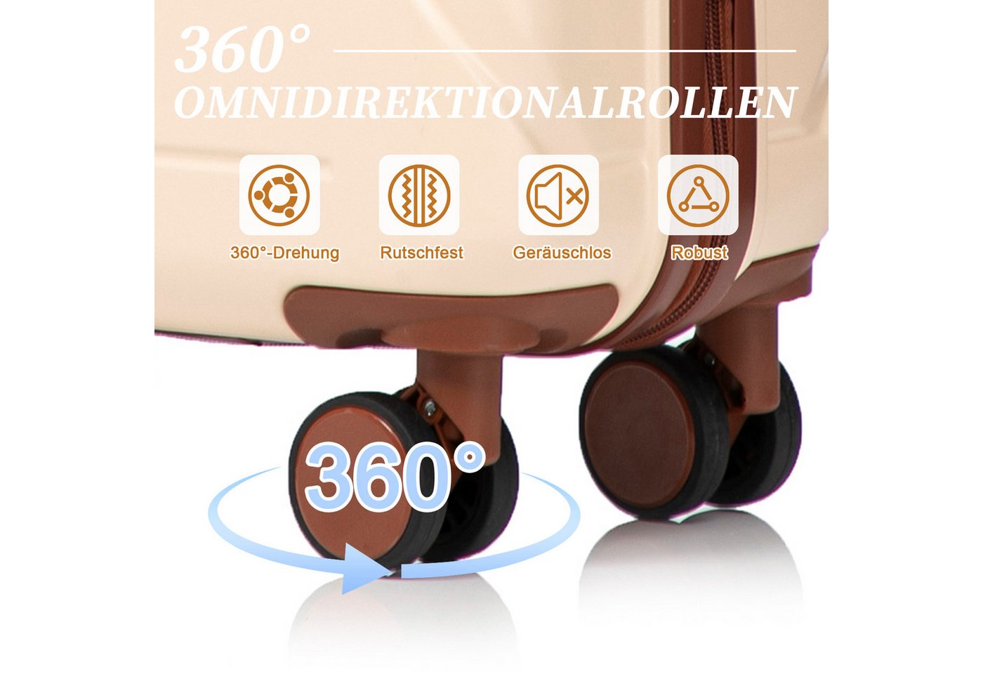 GLP Trolleyset Hartschalen Koffer S-M Set Reisekoffer Trolley, 4 Rollen, (Robustes Koffer-Set aus ABS-Hartschale, 2 tlg., 360° leisen Doppelrollen & verstellbarem Teleskopgriff), für Reisen, Wochenendtrips & Geschäftsreisen Bild 4