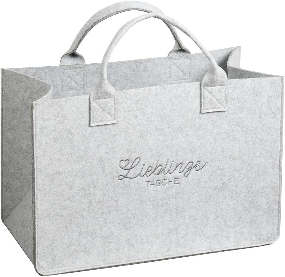 KESPER® Freizeittasche Tasche in Filz-Optik, 50 x 25 x 34 cm, Polyester, hellgrau (1-tlg)