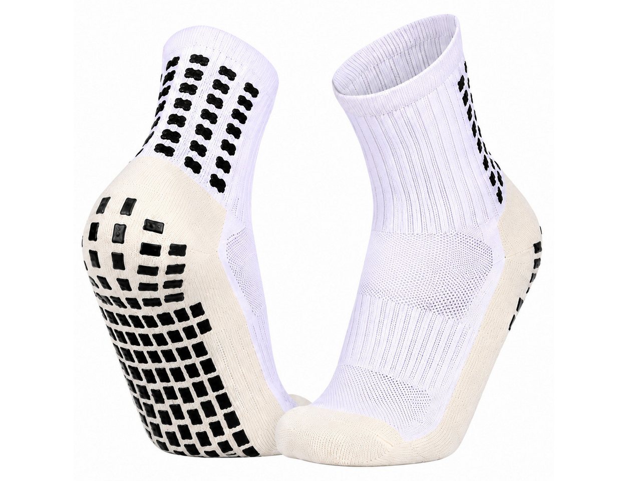 XEOOCE Wandersocken Fußballsocken, Rutschfest, Grip-Sohle, Atmungsaktiv, 1 Paar, Weiß (Packung, Unbekannt) Rutschfest, atmungsaktiv, Kompression, gepolstert Bild 4