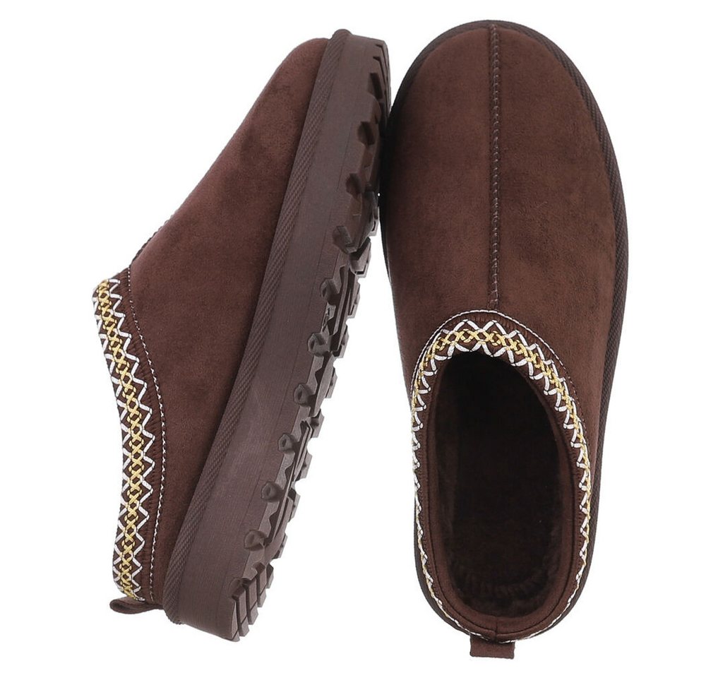 Ital-Design Bequeme Clogs für Damen mit dekorativen Details Snowboots (90457960) Flach Flache Stiefeletten in Braun Bild 2