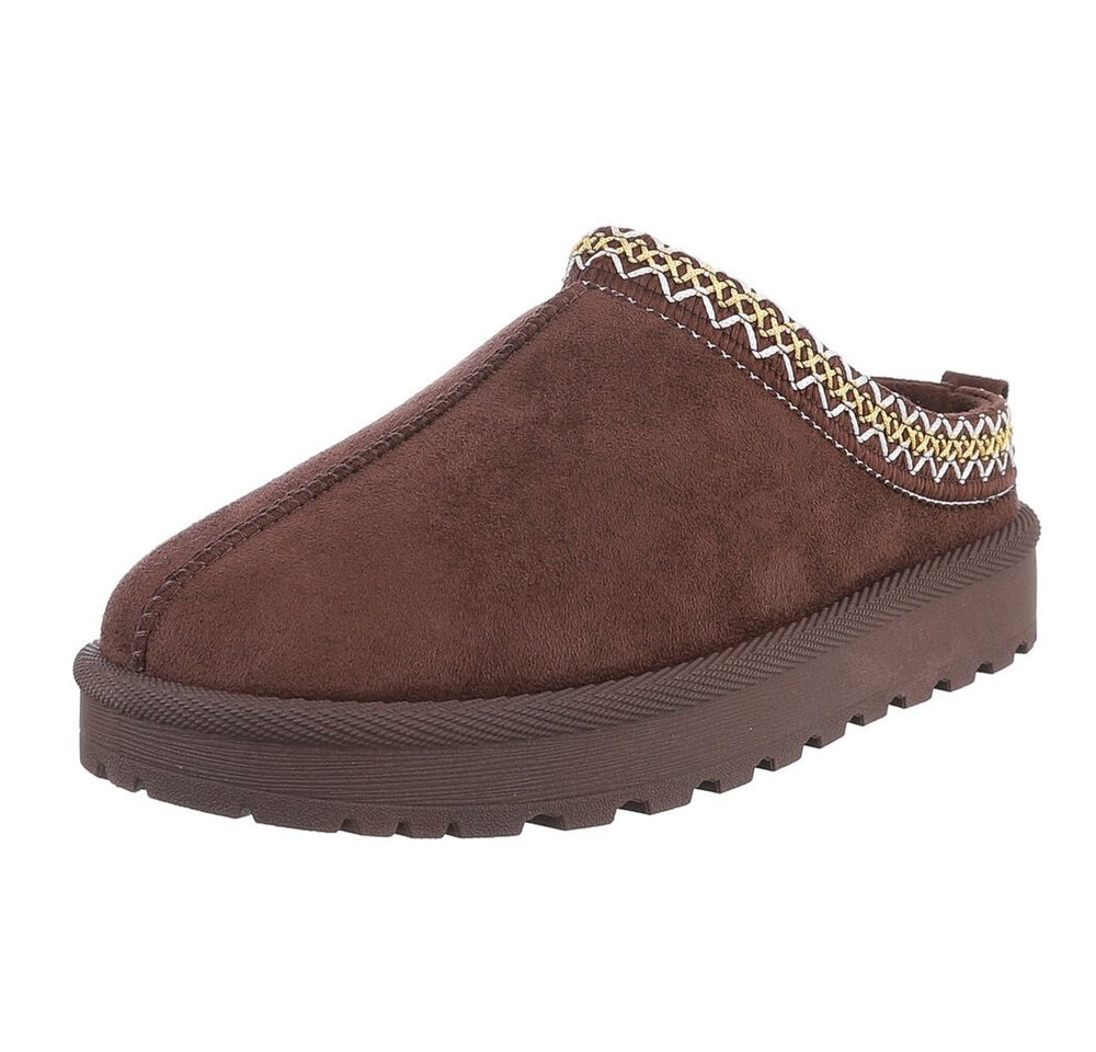 Ital-Design Bequeme Clogs für Damen mit dekorativen Details Snowboots (90457960) Flach Flache Stiefeletten in Braun Bild 3