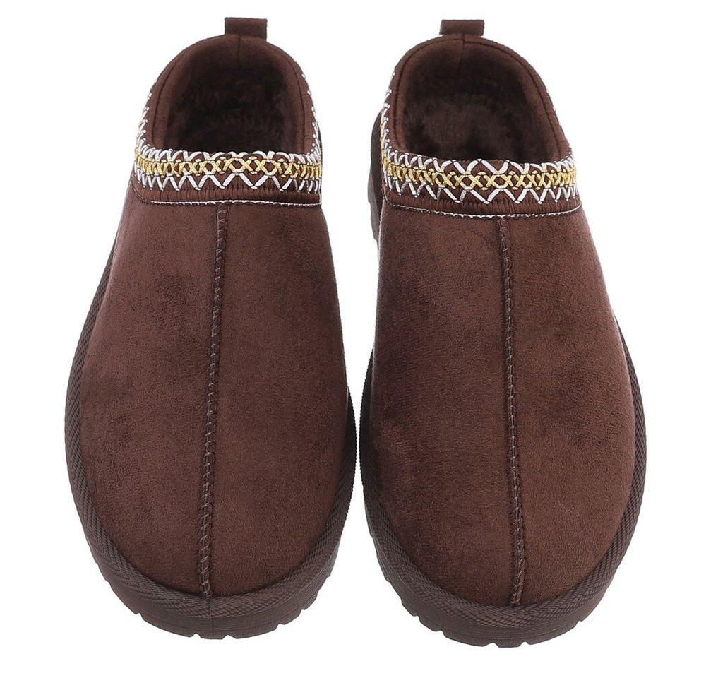 Ital-Design Bequeme Clogs für Damen mit dekorativen Details Snowboots (90457960) Flach Flache Stiefeletten in Braun Bild 4