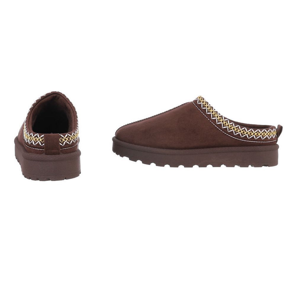 Ital-Design Bequeme Clogs für Damen mit dekorativen Details Snowboots (90457960) Flach Flache Stiefeletten in Braun Bild 5