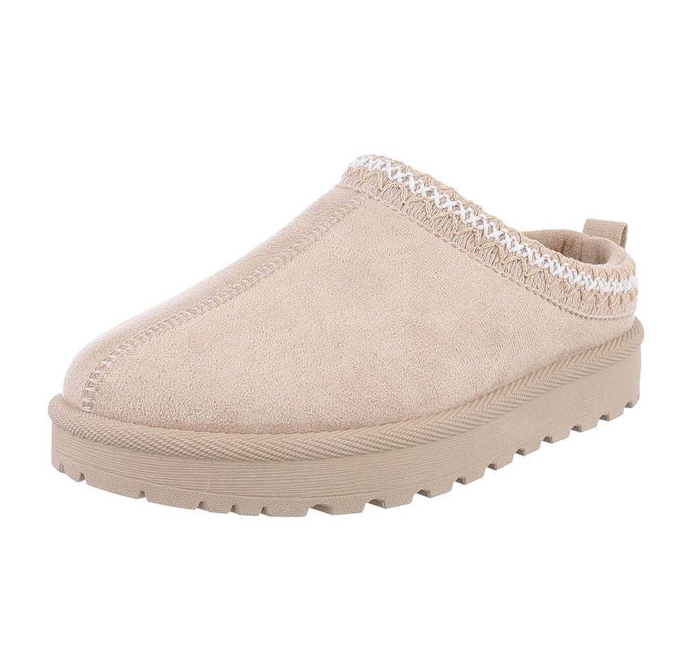 Ital-Design Bequeme Clogs für Damen mit dekorativen Details Snowboots (90457972) Flach Flache Stiefeletten in Beige Bild 2