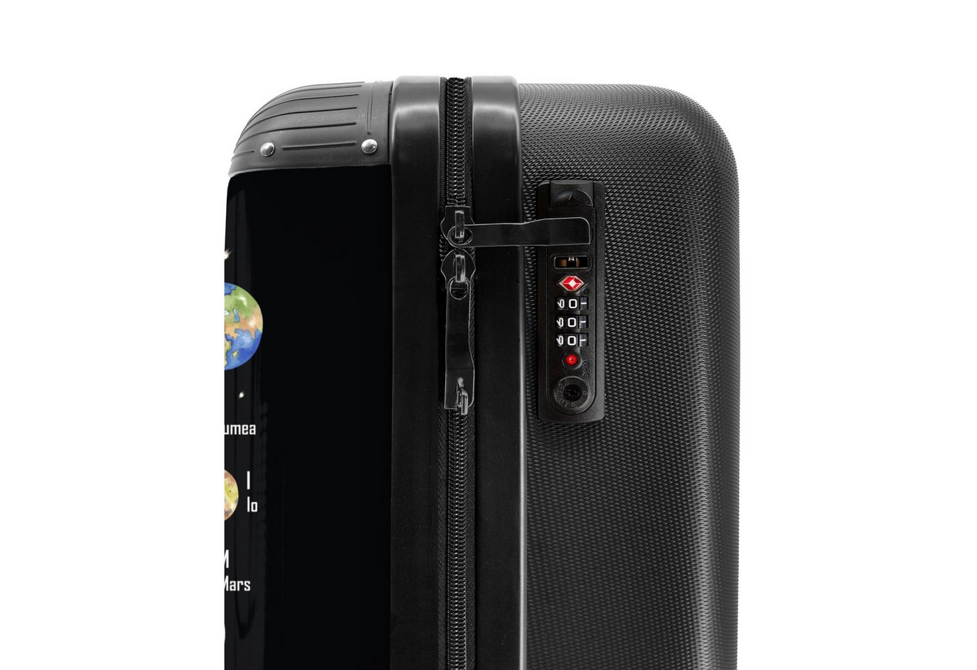 NoBoringSuitcases.com© Kinderkoffer Alphabet - Planeten - Weltraum - Astronaut - Kinder 55x35x20cm, Handgepäck Koffer, Hartschalenkoffer Kinder, Reisekoffer Jungen Bild 2