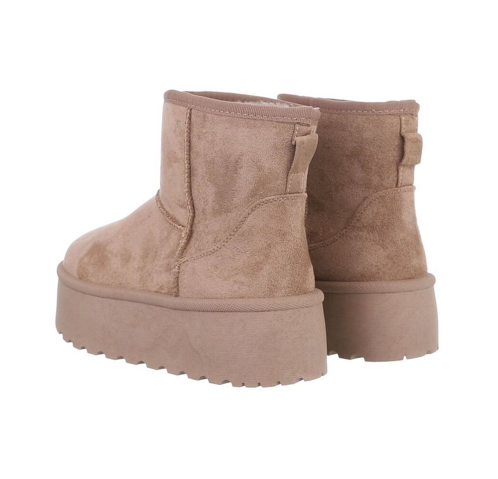 Ital-Design Bequemer Schaftschuh für Damen – stilvoll und warm Snowboots (84206787) Flach Plateaustiefeletten in Hellbraun Bild 2