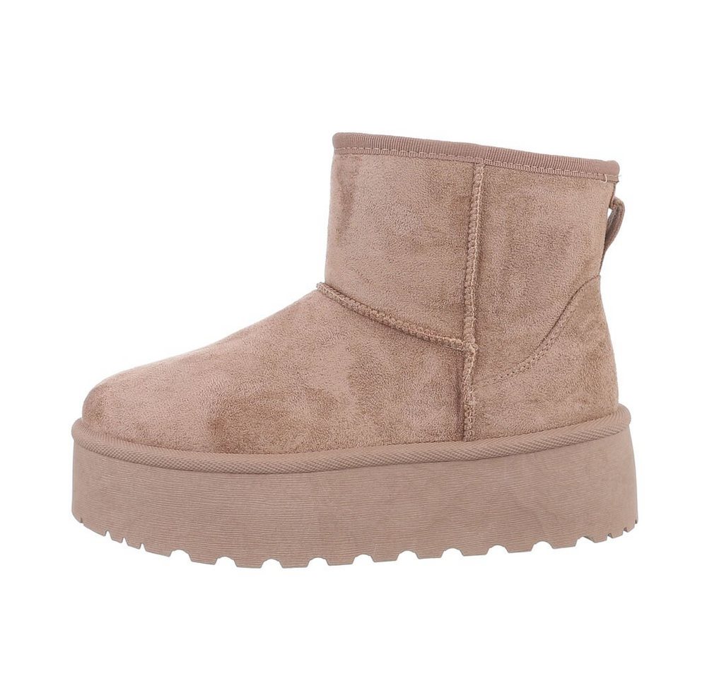 Ital-Design Bequemer Schaftschuh für Damen – stilvoll und warm Snowboots (84206787) Flach Plateaustiefeletten in Hellbraun Bild 3