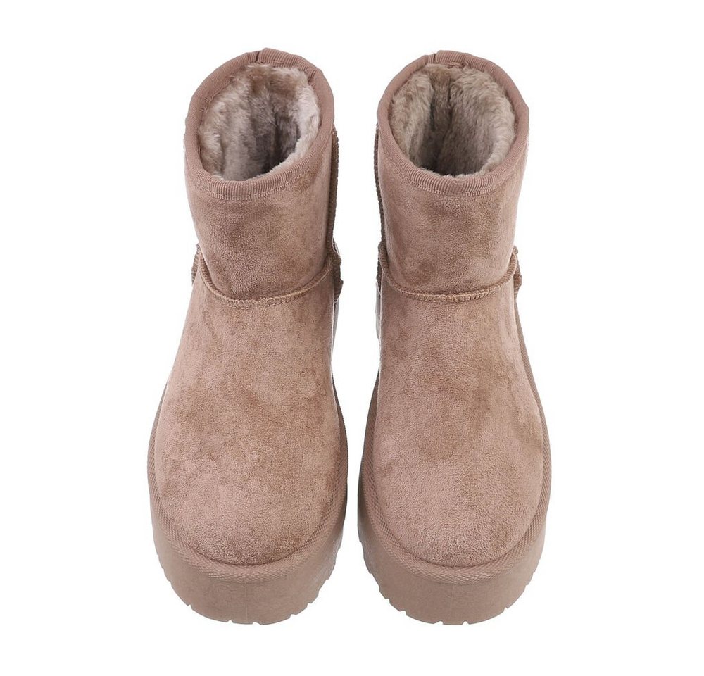 Ital-Design Bequemer Schaftschuh für Damen – stilvoll und warm Snowboots (84206787) Flach Plateaustiefeletten in Hellbraun Bild 4