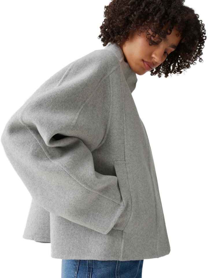 OPUS Kurzjacke grau,Outdoor,Wolle,Meliert,Stehkragen,Langarm,Weit Bild 2