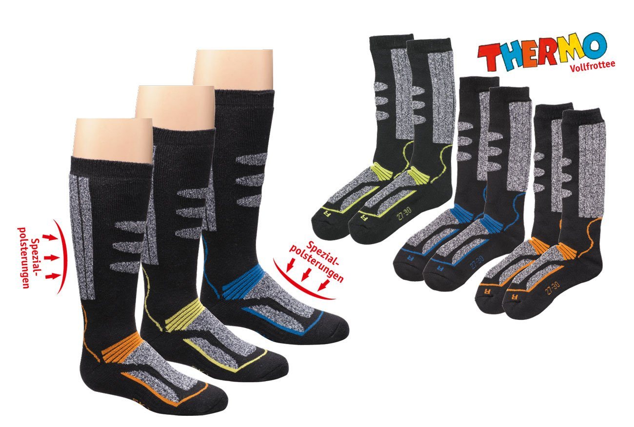 PistenSauser Sportsocken 3 Paar Thermo Kinder Skisocken, Ski Kniestrümpfe mit Antiloch-Garantie (3 Paar) mit schützender Spezialpolsterung Bild 5