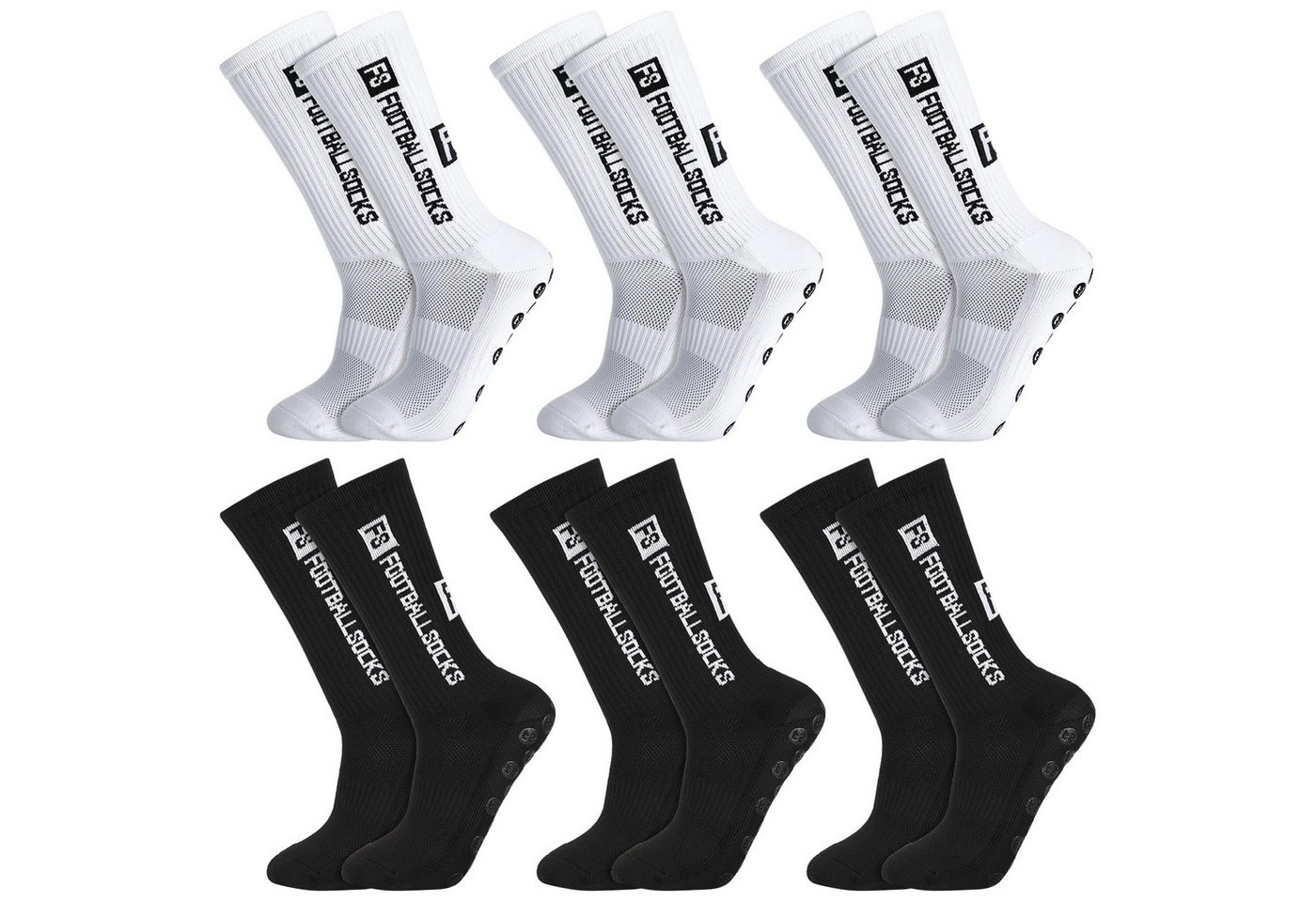 MOPUEA Sportsocken Sportsocken Rutschfeste Grip Fußballsocken 6 Paar 39-46 Basket Laufe (6 Paar Anti Rutsch Sportsocken Fußballsocken Set, Sport Socken Grip Fußball Laufen Basketball Training) Anti Rutsch atmungsaktiv elastisch rutschfest bequem Bild 2