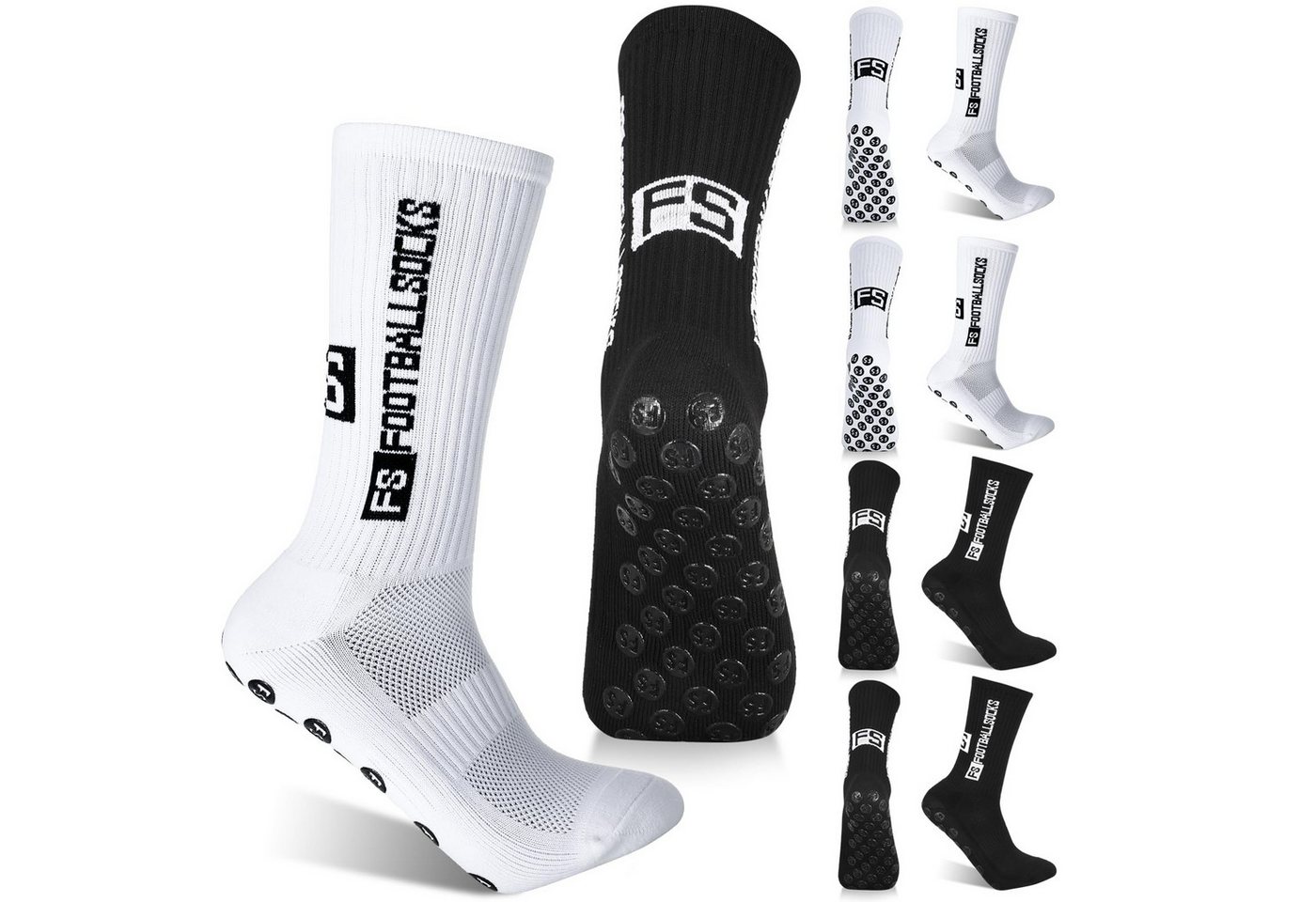 MOPUEA Sportsocken Sportsocken Rutschfeste Grip Fußballsocken 6 Paar 39-46 Basket Laufe (6 Paar Anti Rutsch Sportsocken Fußballsocken Set, Sport Socken Grip Fußball Laufen Basketball Training) Anti Rutsch atmungsaktiv elastisch rutschfest bequem Bild 5