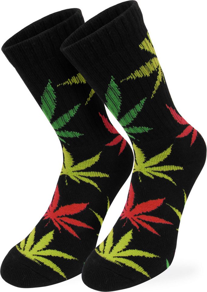 normani Sportsocken 6 Paar Hanf Tennissocken mit Hanf Blätter Muster (6er-Set)